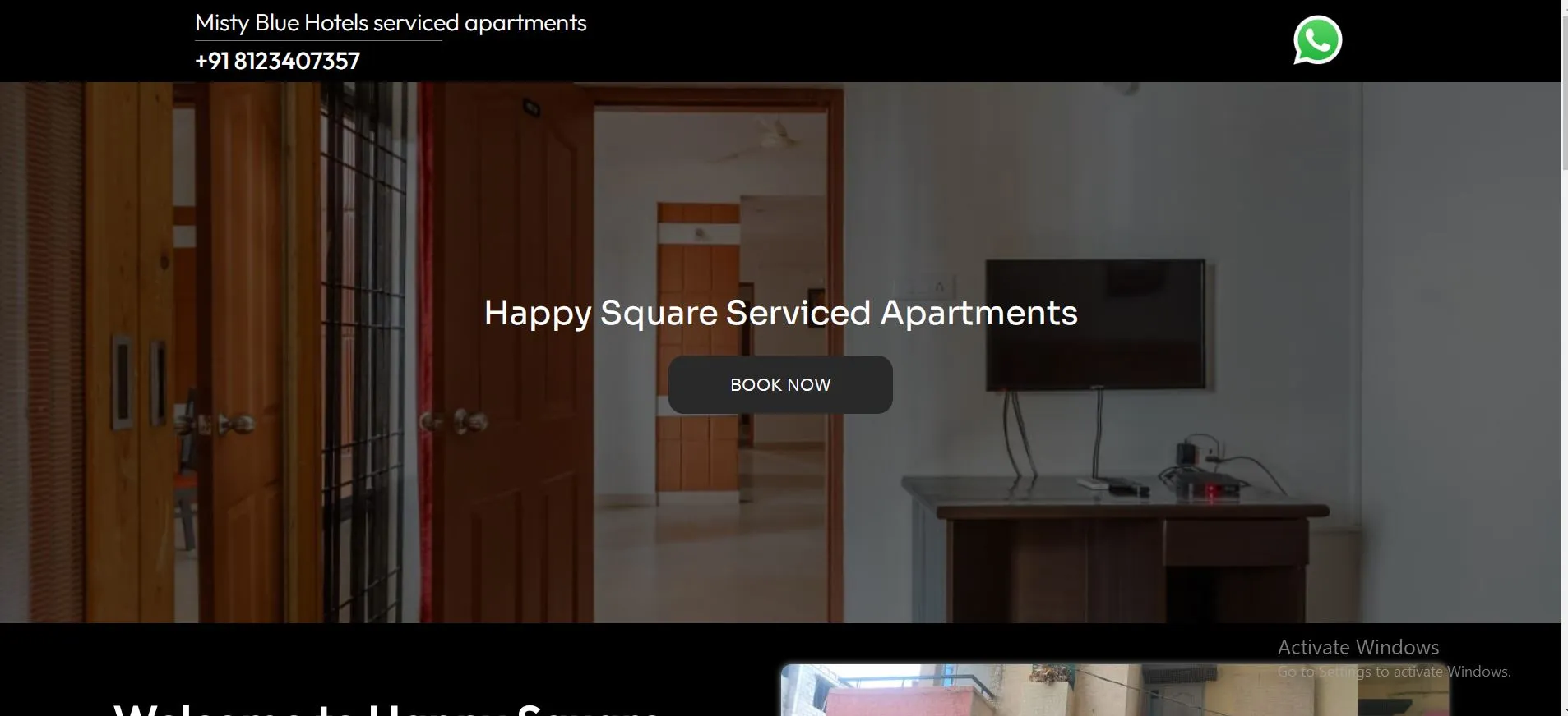 Happy Square Serviced Apartments Website Developed by Yaseen Pasha Software Engineer Bangalore
