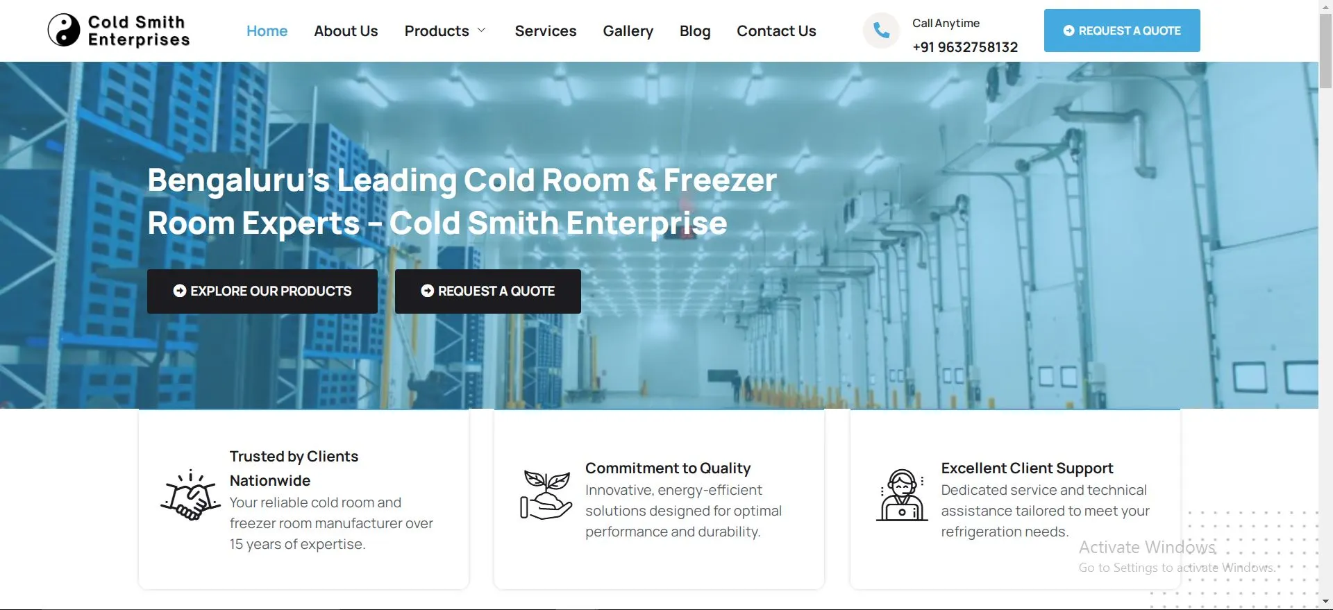 Cold Smith Enterprise - Cold Room and Freezer Room Experts in Bangalore Website developed by Webinfonix Bangalore