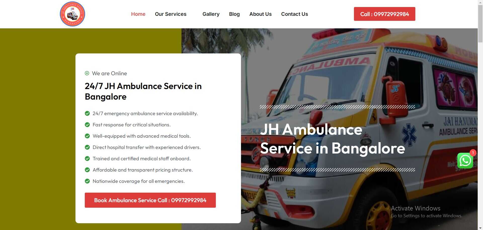 Jai Hanuman Ambulance service in Bangalore