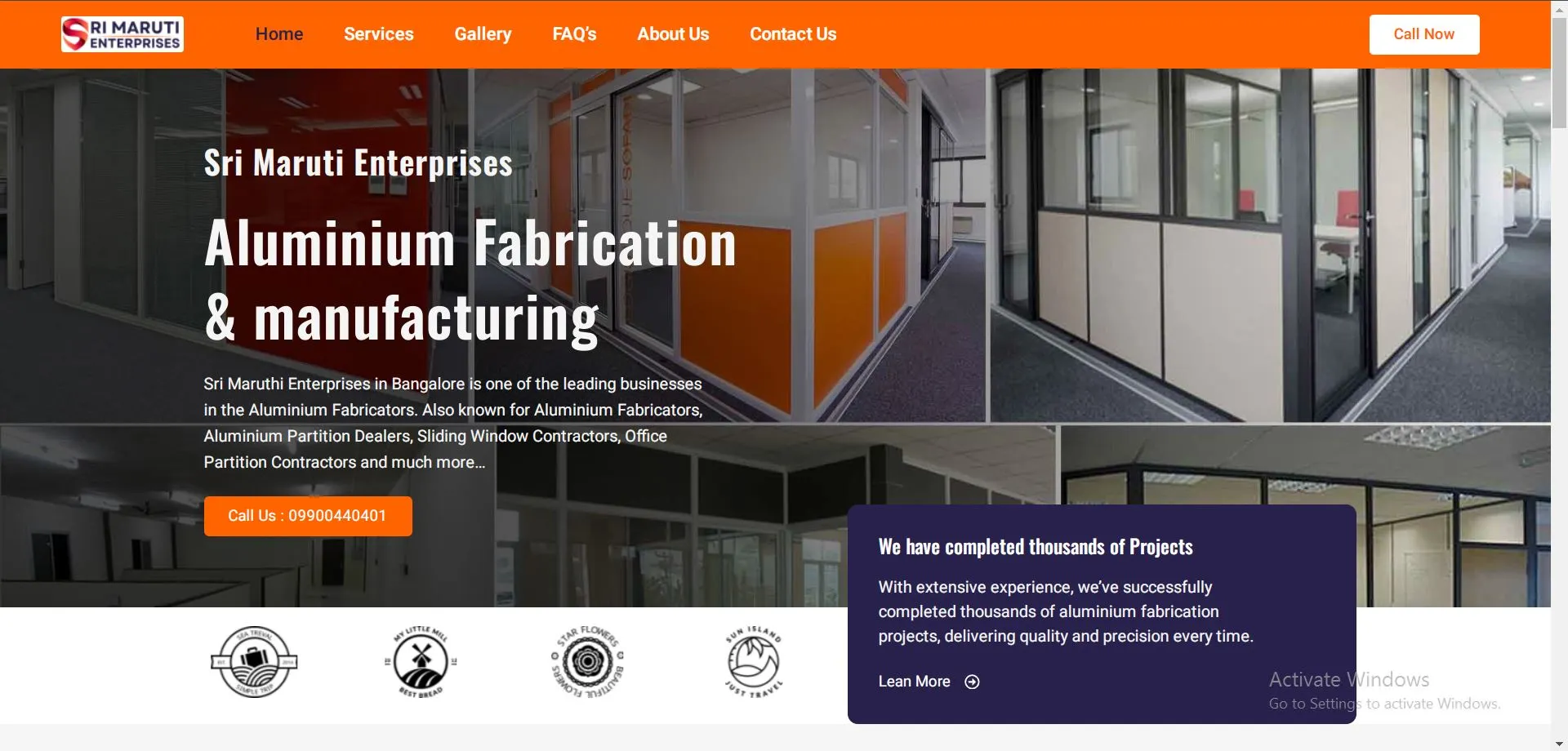 Sri Maruti Enterprises Aluminium Fabrication and Manufacturing in Bangalore website develooped by yaseen pasha software emgineer bangalore