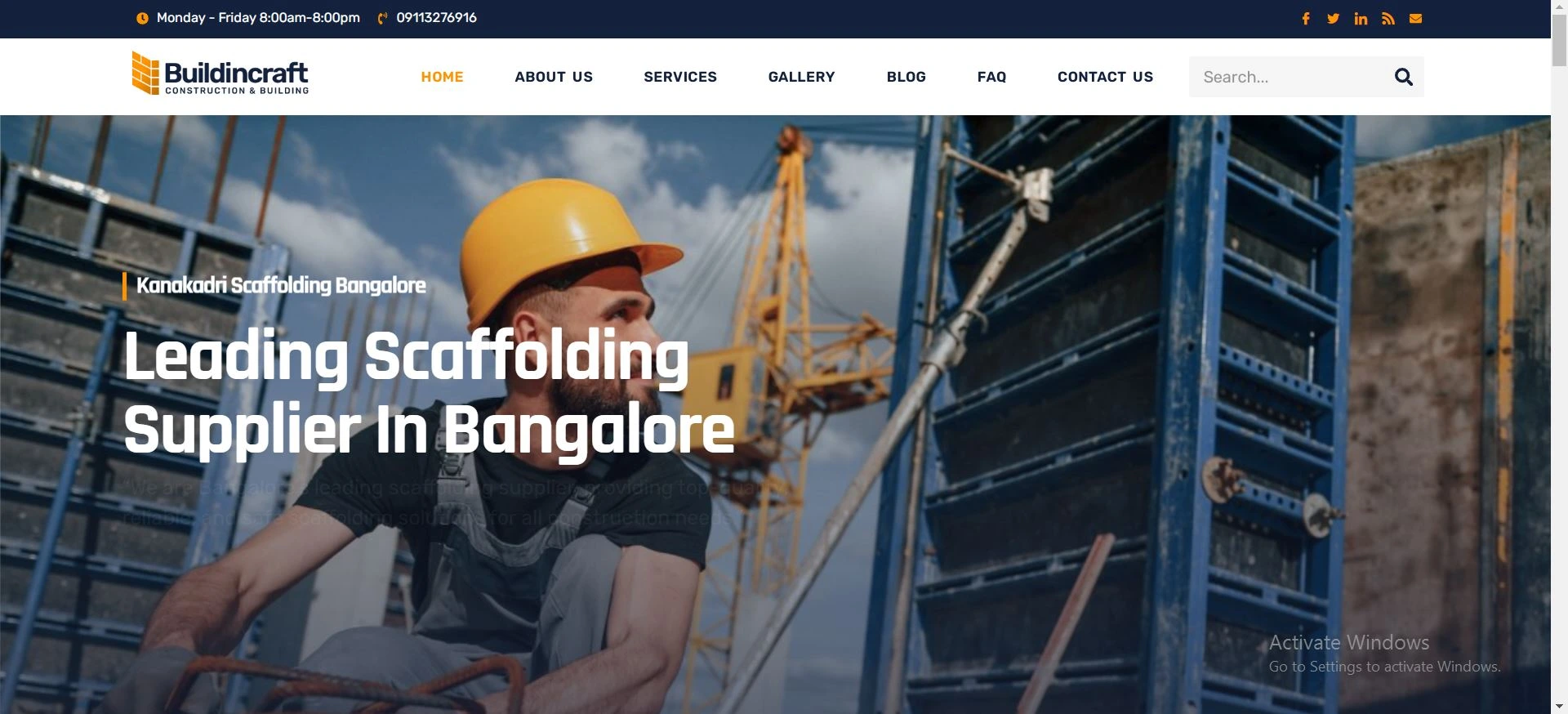 Sri kanakadri Scaffolding Bangalore website developed by Yaseen Pasha Software engineer bangalore