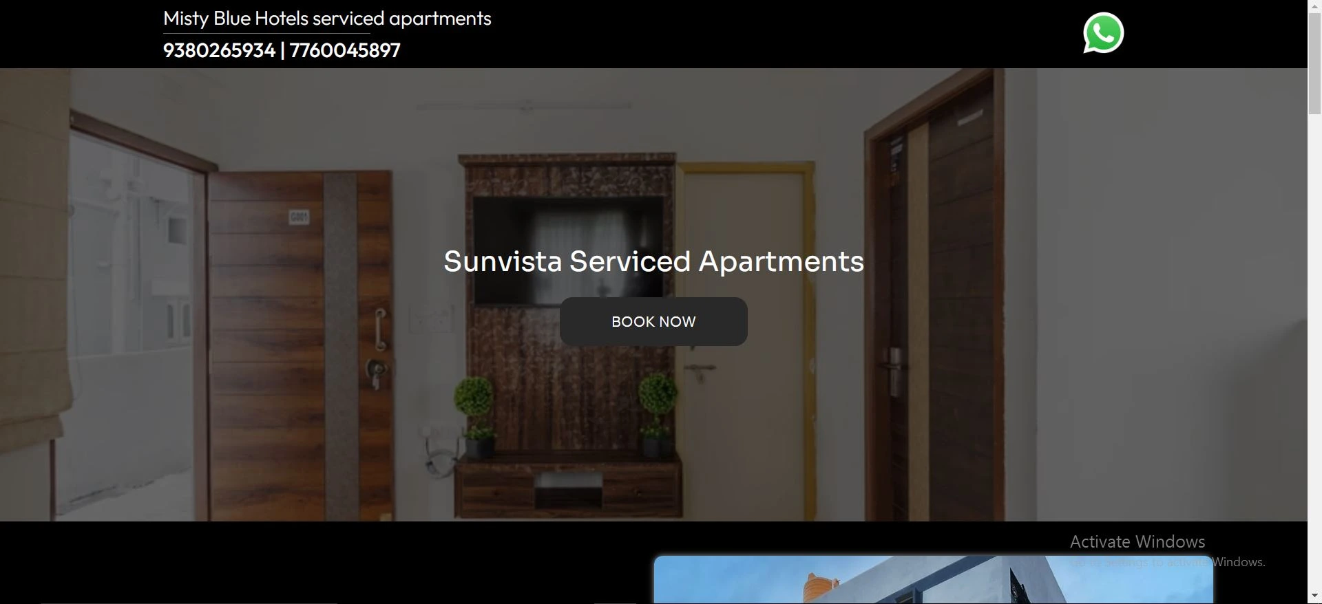 Sunvista Serviced Apartment in Bangalore website developed by Yaseen pasha Software Engineer Bangalore