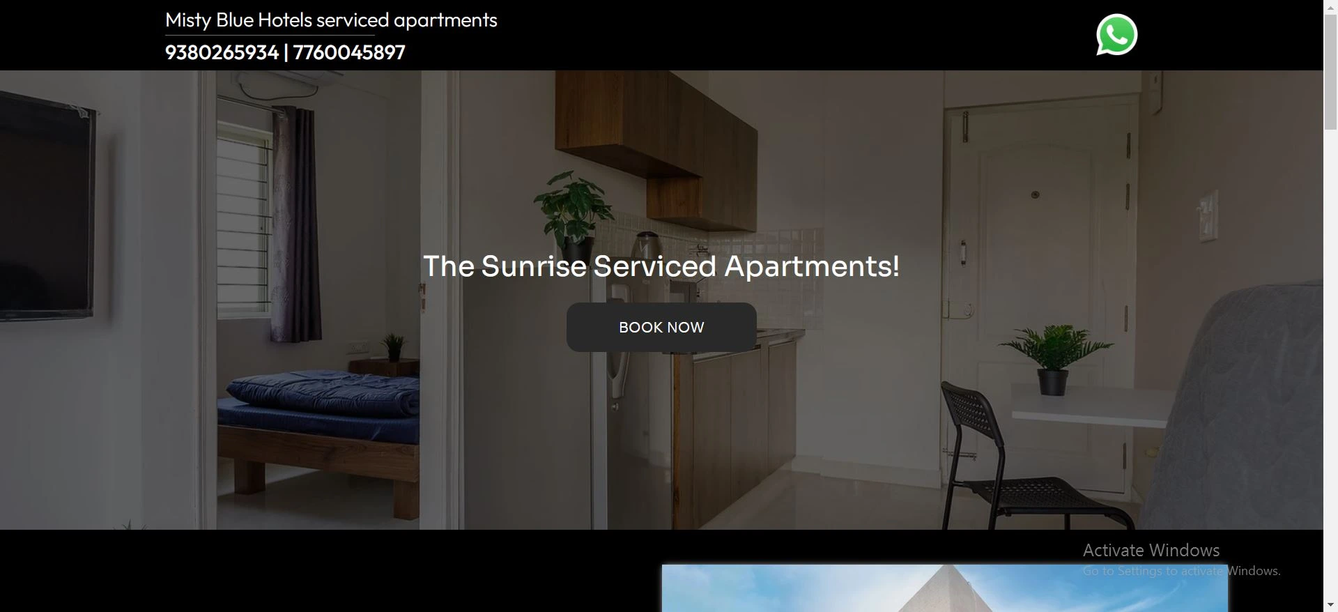 The Sunrise Serviced Apartment in Bangalore website developed by Yaseen pasha Software Engineer Bangalore